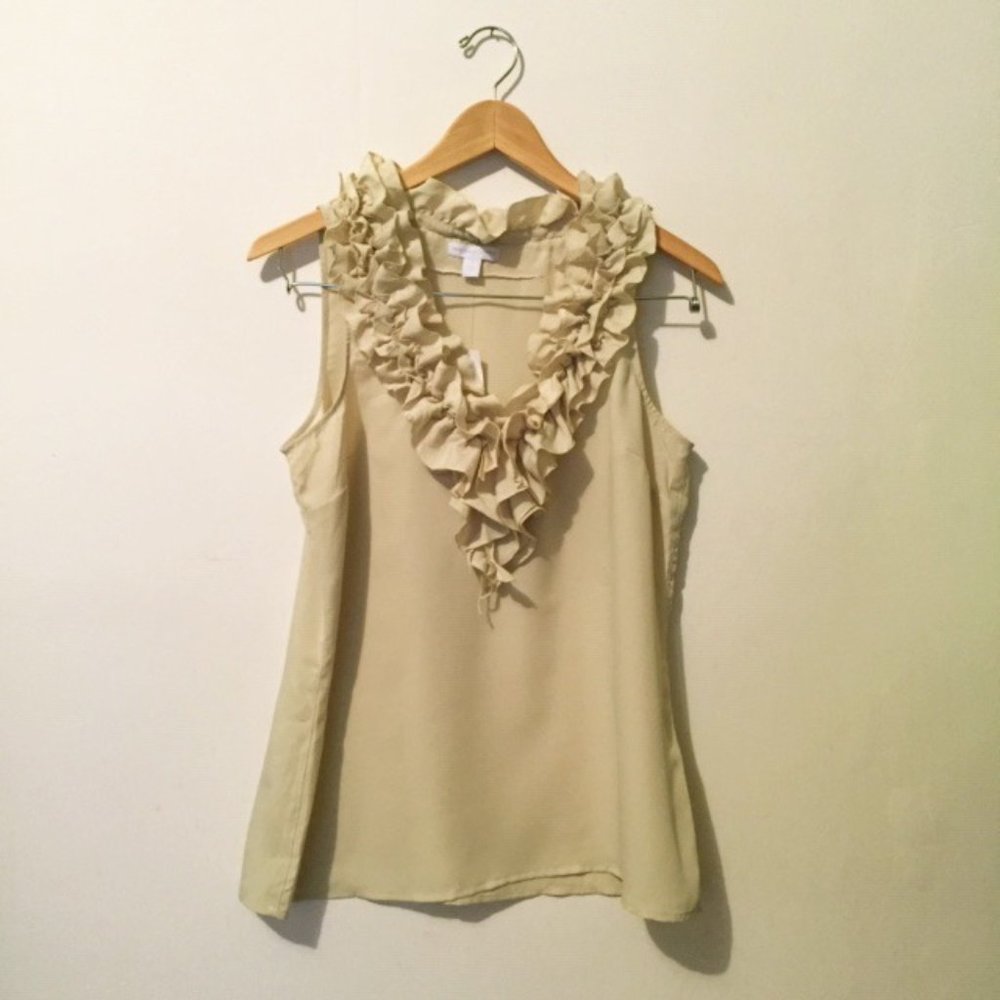 New York & Company V-Neck Ruffle Tank Top